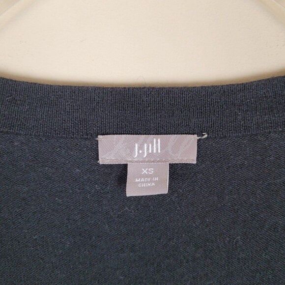 J. Jill Size XS Cotton Cashmere Lightweight Soft 3/4 Sleeve Knit Cardigan Black - Picture 11 of 11